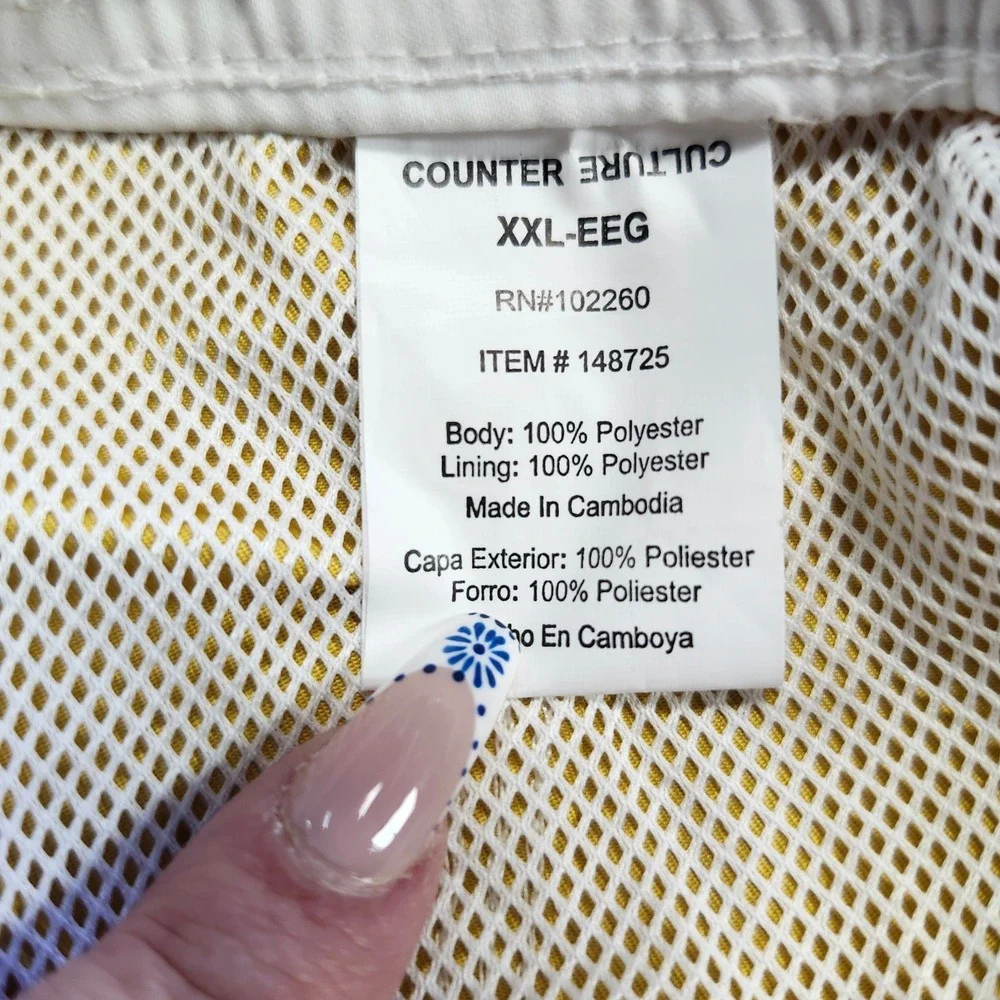 Counter Culture Mens 2XL Cargo Swim Trunks‎ Y2K Yellow Board Shorts NWT